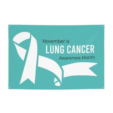 Imagem de Faixa branca do mês de conscientização do câncer de pulmão decoração de fundo para festa 119 x 188 cm suprimentos de festa