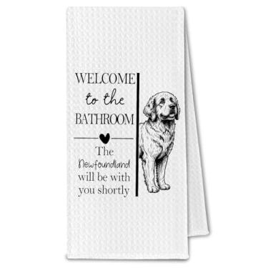 Imagem de ChissNook Newfoundland Gifts Toalhas de mão de banheiro, dono de cachorro Newfoundland, presentes para mulheres, toalha de mão decorativa de cachorro engraçado para decoração de banheiro e cozinha