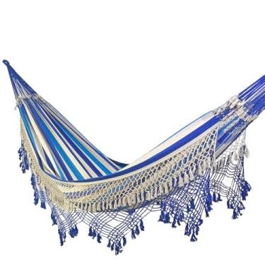 Imagem de Rede de Dormir e Descanso Duquesa Super Casal Algodão Jaguaruana (Azul e Bege (Fio Cru))