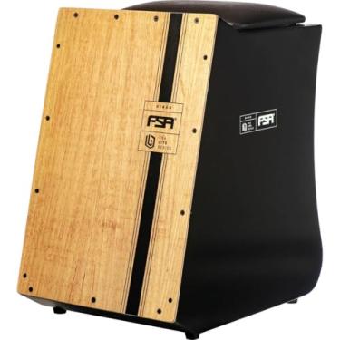 Imagem de Cajon FSA Instrumento de Percussão Profissional Feito à Mão - Graves Profundos, Som de Caixa Nítido, Madeira Brasileira, Design Ergonômico de Inclinação LITE GB LTG-01 PRETO BK