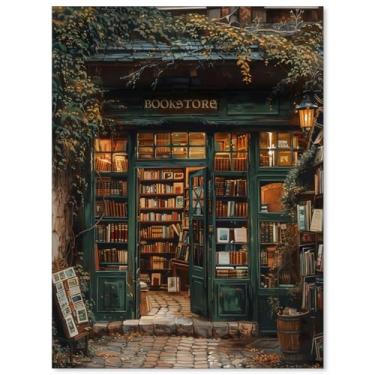 Imagem de Haitunone Dark Academia Bookish Poster Moody Bookstore Canvas Wall Art Vintage Antique Reading Paintings Living Room Library Wall Decor 20.3x25.4 cm Sem moldura