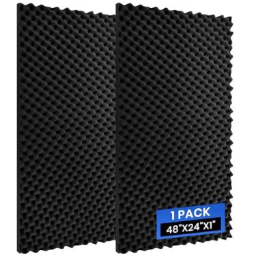 Imagem de Focusound 1 pacote de painéis de espuma acústica, 121 x 61 cm x 2,5 cm de espuma à prova de som, caixa de ovos, painéis de parede à prova de som, cancelamento de ruído de alta densidade para estúdio