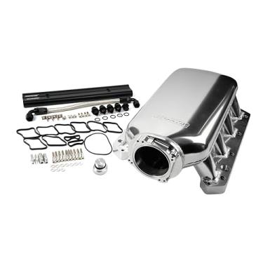 Imagem de Coletor de admissão fabricado Hemi Gen III 90 mm para Mopar Dual Throttle Body Bolt Pattern com kits de trilho de combustível (prata)