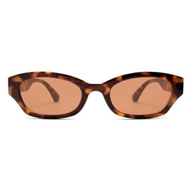 Imagem de Óculos de sol modernos olho de gato para mulheres e homens, óculos de borboleta estreita Y2K, Tartaruga/marrom