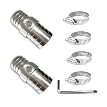 Imagem de Pacote com 2 acopladores de mangueira de radiador de 3,5 cm com porta lateral NPT de 1/20.3 cm - kit adaptador de tubo de vapor de alumínio de 3,5 cm com 4 braçadeiras de mangueira de aço inoxidável