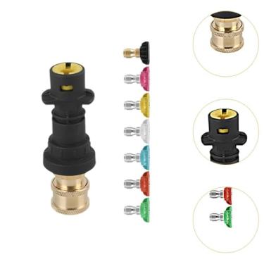 Imagem de RNXRZANK Adaptador para Lavadora de Alta Pressão, Conector Rápido de Latão, Peça de Reposição, Conjunto de Bicos, Conexões de Desconexão Rápida, Adequado para, Conjunto de 7 Bicos, Tamanho real