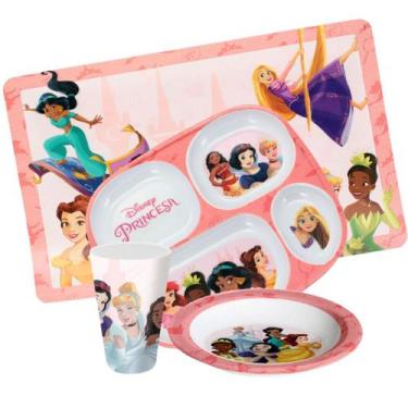 Imagem de Jogo Refeição Infantil Princesas Disney 4 Peças Prato Divisória, Prato