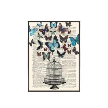 Imagem de Quadro Decorativo Gaiola Com Borboletas - Quadros On-Line