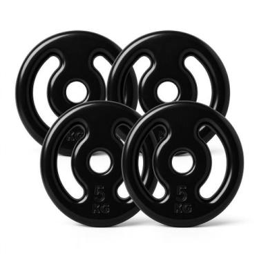 Imagem de Kit 4 Anilhas 5Kg Ferro Emborrachada Academia Treino 20Kg - Fundgarden