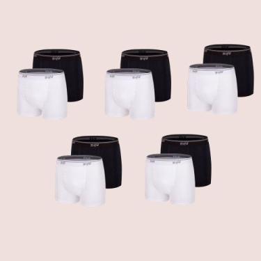 Imagem de Kit 10 Cuecas Boxer Em Algodão Costura Fina Trifil, Branco e preto, P