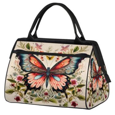 Imagem de Bolsa pequena para o fim de semana, feminina, masculina, rosa, vermelha, dobrável, bolsa esportiva leve para academia, Cor: 66 cm, 15.2*8.3*11.6 inch, Moderno