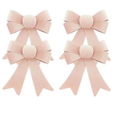 Imagem de Kit 4 Laços Decorativos Natal Veludo Frisado Rosê Gold 15x17cm - Magizi