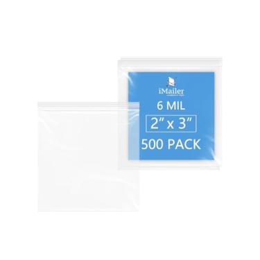 Imagem de iMailer - Sacos de poliéster com zíper grosso de 6 mm (pacote com 500, 5 x 7 cm) - Sacos plásticos resistentes e seláveis para alimentos, ferramentas e artesanato - Solução de armazenamento durável e