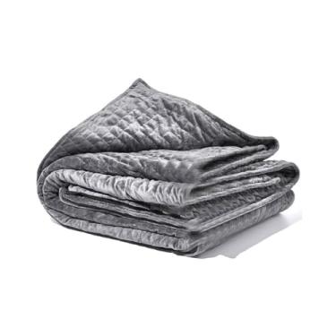 Imagem de HGTRH Cobertor pesado para adultos, cobertor ponderado único/duplo com contas de vidro premium de lã de cordeiro para todas as estações distribuição de peso uniforme cinza 228,6 cm x 228,6 cm 16 kg