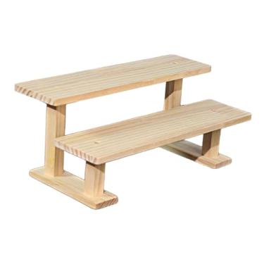 Imagem de KiBcsLic Expositor de figuras multifuncional para perfumes, organizador de armários e cosméticos, prateleira de armazenamento decorativa. Suporte de madeira, 2 Níveis 20cm