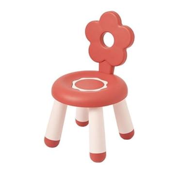 Imagem de Naroote Cadeiras de Atividades para Crianças Cadeira Infantil de Plástico Ergonômico Leve para Meninos e Meninas, Design Divertido de Flores para Brincar e Estudar, Adequada para Crianças Em (Morango)
