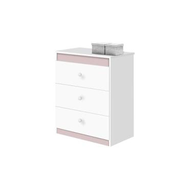 Imagem de Cômoda Catatau New 3 Gavetas - JM3 Moveis (Branco/Rose)