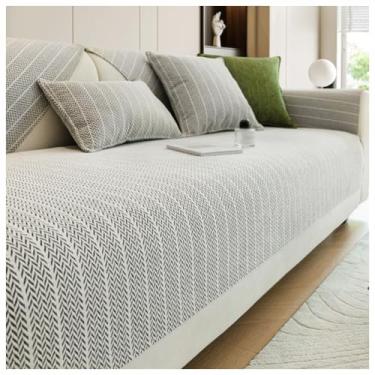 Imagem de SPXMQSS Capa de sofá para sofá, seccional, antiderrapante, capa de sofá macia de chenille de 1/2/3/4 lugares, capa protetora de móveis em forma de L, capa universal de sofá A 110 x 110 cm