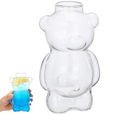 Imagem de PRETYZOOM Garrafa de água de vidro em forma de urso em forma de urso transparente em forma de urso cerveja vinho coquetel bebidas copos para bar doméstico