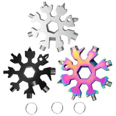 Imagem de 3 unidades multiferramentas de floco de neve, multiferramentas de aço inoxidável 18 em 1 para abridor de garrafa e kit de chave de fenda Phillips plana, presentes de Natal para homens, adultos, pai