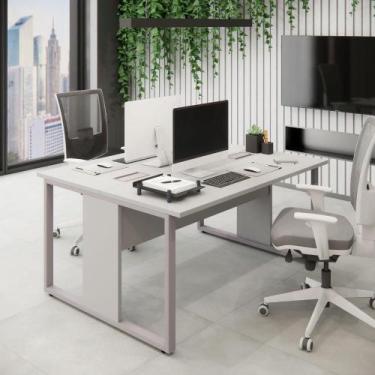 Imagem de Mesa de Trabalho para Escritório 2 Lugares Cinza 1,50m F5 - F5 Office 