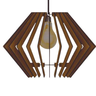 Imagem de Luminária Teto Tipo Pendente Diamante Mdf Completa - Cor:mdf Marrom