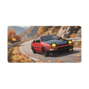 Imagem de HouLaiZhe JDM Tapetes de mesa para carro esportivo Drift Ae86 folhas caindo Speed Gaming Mouse pads de mesa grandes para teclado de mesa tapete de computador 30 x 60 cm
