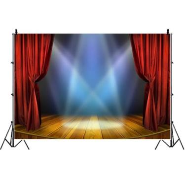 Imagem de Yeele 2,1 x 1,5 m, cenário de teatro, cortina vermelha, holofotes, piso de madeira, fotografia de palco, fundo para festivais, celebrações, festas de aniversário, crianças, adultos, cabine fotográfica