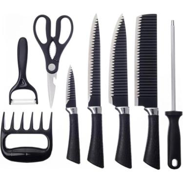 Imagem de Kit Churrasco Profissional 8 Peças Gourmet com Facas Lâmina Suprema Antiaderente, Cabo Madeirado Premium e Estojo de Luxo