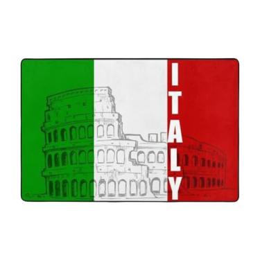 Imagem de ZERAOKE Tapetes de área com bandeira italiana do Coliseu Romano, 5 x 8 m, tapetes de boas-vindas para entrada, tapetes absorventes antiderrapantes para quarto, tapete de porta macio e felpudo lavável
