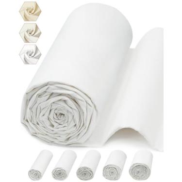 Imagem de FIVEIZERO Tecido de musselina 100% algodão por jarda, 160 cm x 5 jardas panos de musselina de algodão branqueado branco – Tecido chita bege de peso médio para costura, acolchoamento, bordado