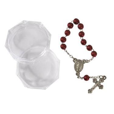 Imagem de Mini Terço com Embalagem Italiana - SJO Artigos Religiosos, Vermelho