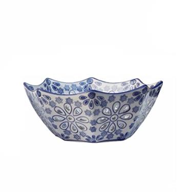 Imagem de Cesta de frutas e legumes, prato de armazenamento de casca de melão de cerâmica azul e branco, prato de armazenamento de casca de melão, prato de arranjo, prato de frutas, lanches, lanches secos