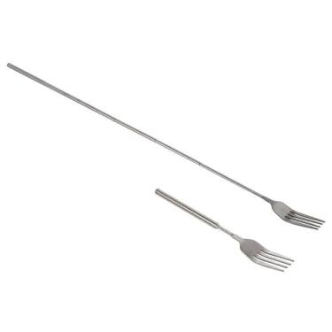 Imagem de YAMHOHO Mesa De Jantar Extensível Garfo Frutas E Sobremesas, Para Churrasco, Talheres Aço Inoxidável Resistente Durável 8,7 A 25,4"