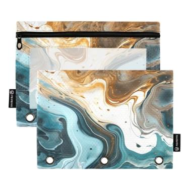 Imagem de Wassud Pacote com 2 Pastas de fichário abstrato oceano com 3 furos, pasta organizadora de arquivos para casa, escritório