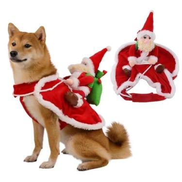 Imagem de Fantasia de Papai Noel, roupas de Natal para animais de estimação, fantasias de cosplay para festas, cães, gatos, para cães pequenos, médios e grandes (pequeno)