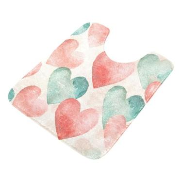 Imagem de Burbuja Tapete de banho Valentine Hearts, tapete de banheiro absorvente extra macio com suporte antiderrapante para banheiro, banheira, chuveiro, 40,6 x 61 cm