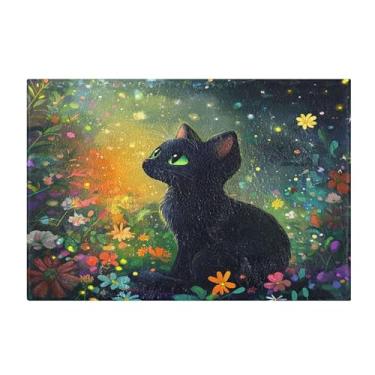 Imagem de Burbuja Tapete de banho de gato preto, tapete de banheiro absorvente extra macio com suporte antiderrapante para banheiro, banheira, chuveiro, 41 x 61 cm