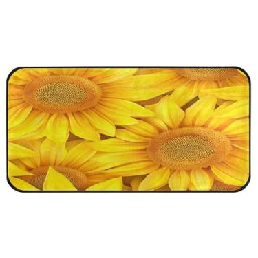 Imagem de Burbuja Tapete de cozinha girassóis 51 x 99 cm, tapete lavável antiderrapante com suporte de borracha, tapete para cozinha, sala de estar, banheiro, decoração de casa