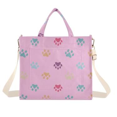 Imagem de Burbuja Sacola feminina com estampa de pata colorida, bolsa tiracolo de veludo cotelê para compras, trabalho, viagens, C257, Medium