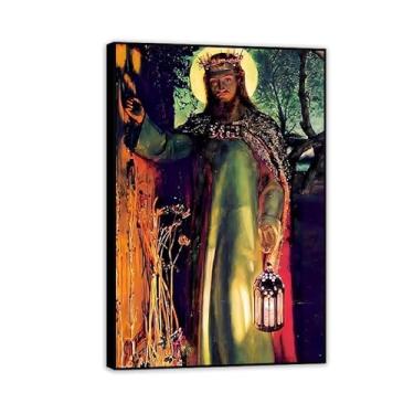 Imagem de Zeichn8u William Holman Hunt Decoração de parede The Light of The World Print Pictures of Jesus William Holman Hunt Arte de parede em tela para sala de estar quarto hotel decoração de casa moldura 60