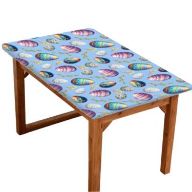 Imagem de Toalha de mesa retangular ajustável de 4 pés, design de ovo de Páscoa, impermeável, lavável, com capa elástica à prova de óleo, para cozinha, jantar, festa, interior, exterior, quinta, campismo