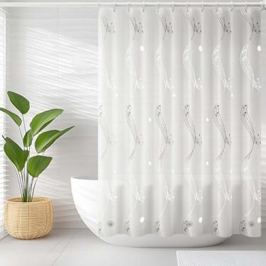 Imagem de jssablo Forro de cortina de chuveiro, 100% à prova d'água, cortinas de chuveiro Peva com 3 ímãs de fundo pesado e 12 ilhós à prova de ferrugem, forro de chuveiro com peso de 72 x 182 cm para box de