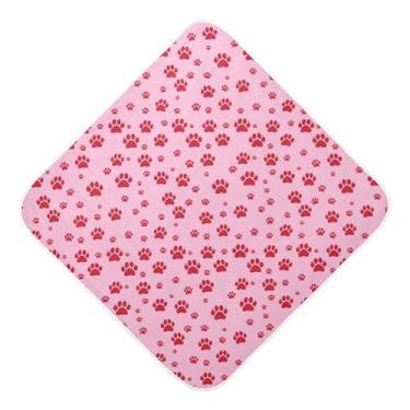 Imagem de Burbuja Toalha de banho de bebê com estampa de pata vermelha - Toalha com capuz de musselina macia e absorvente para recém-nascidos, 76 x 76 cm