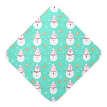 Imagem de Burbuja Toalha de banho de bebê boneco de neve com chapéu - Toalha com capuz de musselina macia e absorvente para recém-nascidos e bebês, 76 x 76 cm