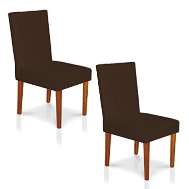 Imagem de Kit 2 Cadeiras de Jantar Cannes Suede Marrom Pés Castanho - Pallazio