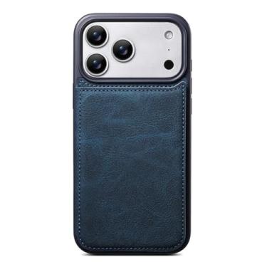 Imagem de LYJSMGZ Capa carteira para Iphone17 Pro Max/Air/17 Pro/17, slots de cartão flip de luxo de couro fina à prova de choque capa interna proteção total, azul, 17 Pro