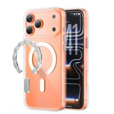 Imagem de Capinha Magnética compatível com MagSafe para iPhone 17 Pro Max, Transparente com Detalhes em Coral