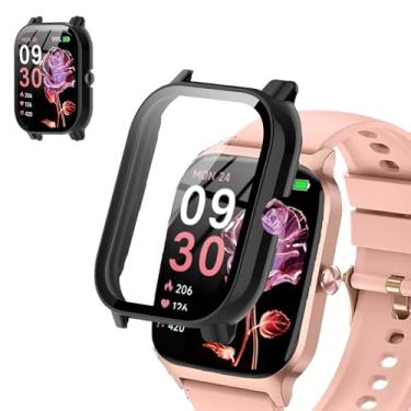 Imagem de Capa para smartwatch KIBFLE TGW01 de 4,7 cm – Capa protetora multifuncional com protetor de tela de vidro temperado, amortecedor rígido de PC, antiarranhões, à prova de choque, transparente HD