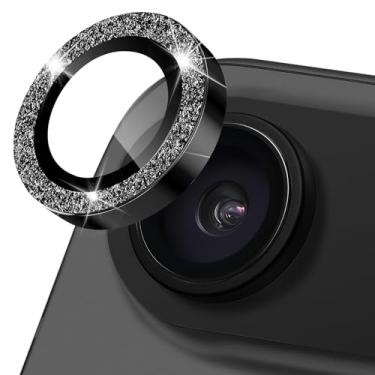Imagem de Happtkey Protetor de lente de câmera para iPhone 17 Air, anel de metal de liga de alumínio individual com glitter, protetor de tela de vidro temperado 9H, protetor de tela de luxo HD antiarranhões